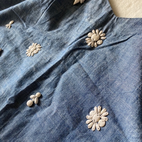 J Crew Chambray Embellished Top - Picture 3 of 6